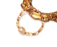 邂逅櫻花-天然櫻花瑪瑙x膠花水晶x橙月光太陽石黃銅手鍊 客製化