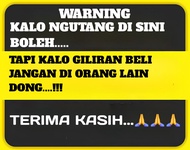 STIKER WARNING HUTANG LUCU