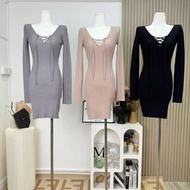 Hotgirl V-neck body knitted dress