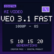 Veo 3.1 Fast AI Video Generator Pass Digital 1080p 8s | 5-20 Generations | Text Image to Video