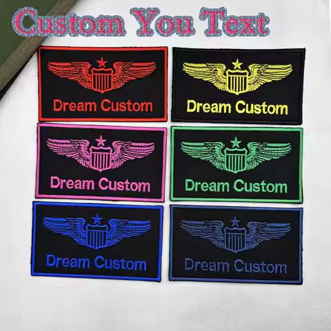 Custom 2 lines Name Tags Army Blood Number ID Embroidered Patches with Hook Backing