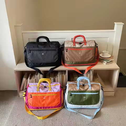 Color Block Expandable Storage Bag Short Trip Fitness Travel Bag for College Students Sports Yoga Sw