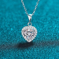 LY JEWELRY สร้อยคอเพชรโมอีสรูปหัวใจ 2 กะรัต เงินแท้ 99.9% D-VS1 : D1029