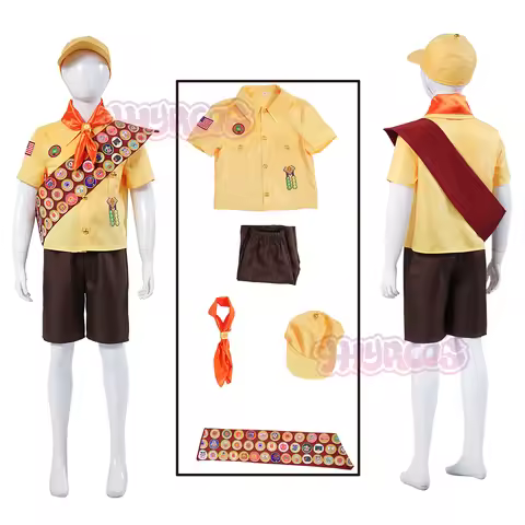 Anime Wilderness Explorer Cosplay Costume UP Russell Boys Girls Shirt Shorts And hat Family Shirts U