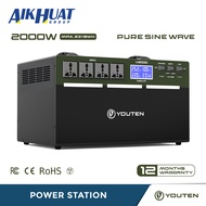 Youten Pure Sine Wave Portable Power Station 2000W/AC220V Output Power Supply Emergency Powerbank So
