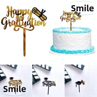 SMILE Cake Toppers Party Supplies Congrats Grad Gold Bachelor Cap Student Graduation Ceremony Decor Happy Graduation