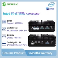 SZBOX Intel Core i3-6100U Soft Router Mini PC Dual LAN Dual COM DDR3 Firewall Computer