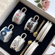 Couple Pair Cup Mug Gift Box Wedding Customized Set Finland Hand-Painted Medieval Ceramic Coffee Flo