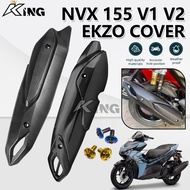 NVX 155 V1 V2 EXHAUST MUFFLER PROTECTOR COVER AREOX EKZOS COVER SET + SKRU SCREW CARBON BLACK YAMAHA