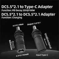 Zone 2pcs 100W USB C DC5521 Female To DC5521 Male Chargers Adapter For Mini