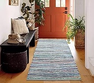 COTTON CRAFT Cotton Chindi Floor Runner Rag Rug - 24 x 96 inches Reversible Handwoven Hallway Runner