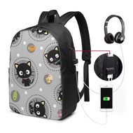 Sanrio Chococat Backpack Laptop USB Charging Backpack 17 Inch Travel Backpack School Bag Large Capacity Student School Bag