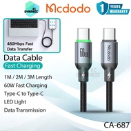 Mcdodo CA-687 Data Cable 60W Cable Fast Charging Cable Type-C Cable 1M 2M 3M Mcdodo CA-6870 Mcdodo C