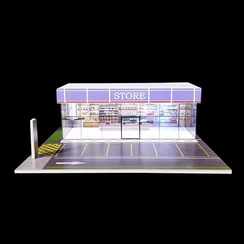 1/64 Scale Display Diorama USB LED Illuminated Car Garage Diorama Miniatures Models Parking Lot for 