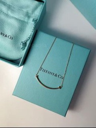 【香港專櫃】Tiffany蒂芙尼T系列無鑽微笑項鍊 K金鎖骨鏈45cm 明星同款經典百搭全新