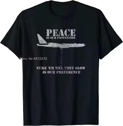 Funny Peace Retro B-52 Stratofortress Strategic Bomber T-shirt Men Loose Graphic Tshirt Summer Fitne