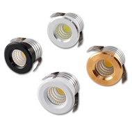 Mini LED Spot Downlights COB 3W 270lm 110V 220V Dimmable Cabinet Light Black White Silver Gold Finish Aluminum Cut Hole 31mm