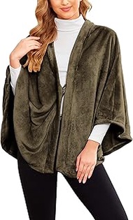 Women's Shawl Wrap Poncho Lightweight Cardigan Winter Coat Flannel Faux Sweater Cape Loose Fit Solid