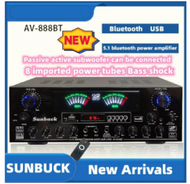 #1 year warranty#SUNBUCK   4000W Home Theater Amplifier 12V bluetooth Home Power Amplifier Audio Stereo amplificador FM USB SD 3Mic With Remote丨5.1 Channel Power Amplifier Home Theater Karaoke Amplifier Bluetooth Stereo Bass Amp support 2 Subwoofer 家庭影院功放