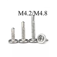 Self-Drilling Screws/Drill Screws, 304 Stainless Steel, M4.2/M4.8, Phillips Large Flat Head, for Met