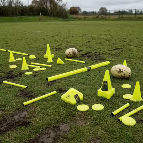 Football Training Marker Set Hollow Marker Poles with Cones Agility Training Set Flat Equipment Wear