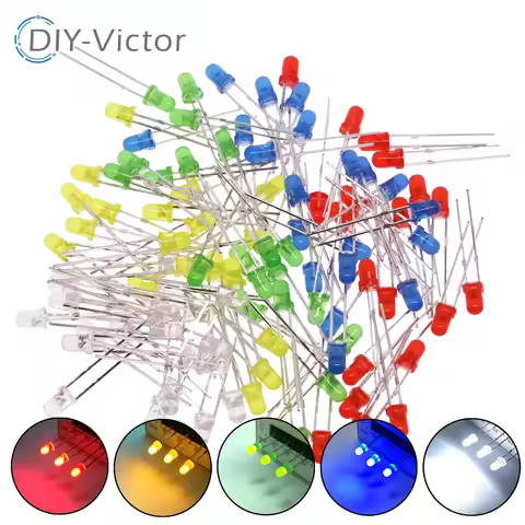 5Colors*20PCS=100PCS / 1Color=100pcs F3 F5 3MM 5MM LED Diode Light Assorted Kit Green Blue White Yel