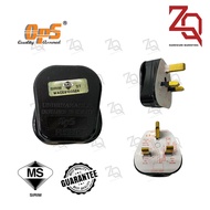 OPS 13A BLACK PLUG TOP 13A 250V / FUSED PLUG TOP / KEPALA PLUG ELEKTRIK with SIRIM APPROVED