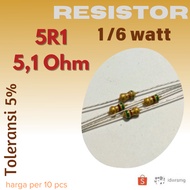 R Resistor 5R1 5.1R Ohm 1/6w 5.1 ohm 5r1ohm 1/6 watt 5%