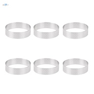 6Pcs 6cm Tart Ring Stainless Steel Tartlet Mold Circle Cutter Pie Ring Heat-Resistant Perforated Cake Mousse Molds