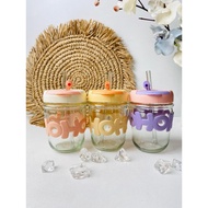 HOHO Glass Cup with Free Straw HOHO Minimalist Elegant Drinking Bottle/