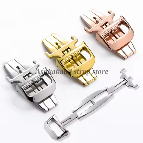 18mm Silver Stainless Steel Watch Buckle Leather Rubber Watch Band Deployment Clasp Accessories For 