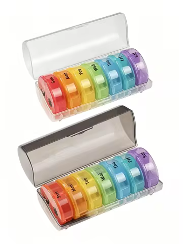 7-Day Weekly Pill Organizer: 2 Daily Compartments, AM/PM Split, Easy Open & Double Protection