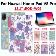 For Huawei Honor Pad V8 Pro 12.1 inch ROD-W09 Fashion Tablet Protective Case Flower Blossom Bush, High Quality Flip Stand PU Leather Cover