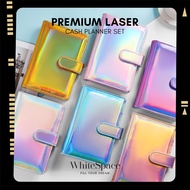 Whitespace A6 Premium Laser Cash Planner Set Binder Macaron PU Leather Notebook Budget Planning Buku