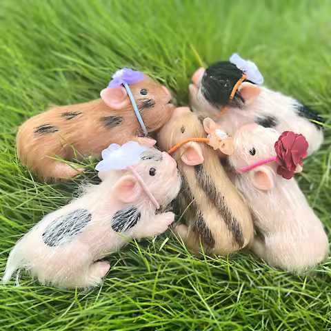 12cm Cute Mini Reborn Piglet Full Body Silicone Piglet Dolls With 3 Sets Mini Outfits for Each Bebe 
