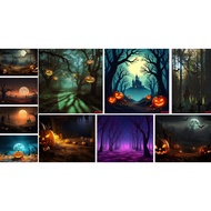 Outstanding spooky forest 3d printed fabric backdrop FP1351 <Free hook + hanging clip>