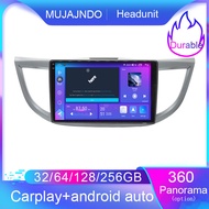 MUJAJNDO 10นิ้วสำหรับ Honda CRV 2012-2016 Android15 32 64 128 256GB คำสั่งเสียง Carplay IPS QLED And