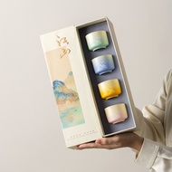 Creative Drawing Gold Gradient Thousand Miles Rivers of Rivers of Rivers of Mountains Tea Cup Four C