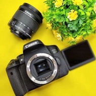 kamera dslr canon 750d lensa 18-55mm layar lipat wifi 24mp - bekas