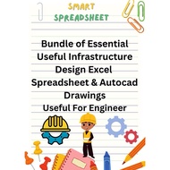Bundle of Essential Useful Infrastructure Design Excel  Spreadsheet & Autocad Drawings Useful For En