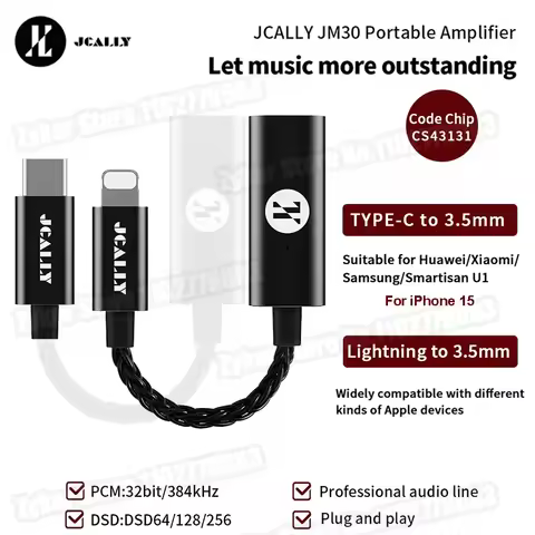 JCALLY CS43131 Digital Audio DAC Light-ning to 3.5mm DAC For iPhone IOS Type-C to 3.5mm USB DAC For 