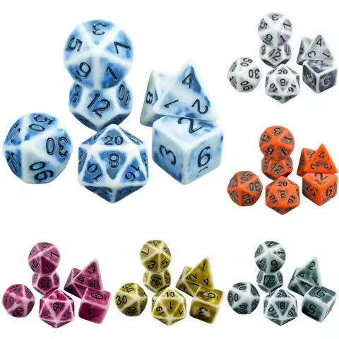 Retro Dice - 7pcs Polyhedral Dice DND Game Dice Set D4-D20 for Party Entertainment Tabletop Game Acc