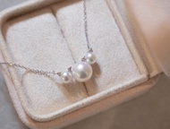 日本 Akoya 珍珠項鍊 18k金鑲鑽 天然鑽石 項鍊