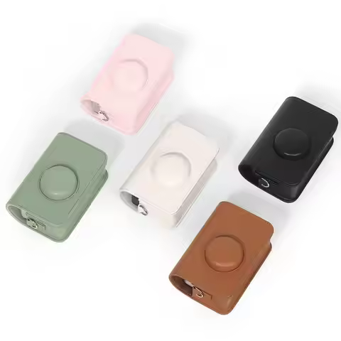 PU Leather Camera Bag with Shoulder Strap Solid Color Protective Cover Shockproof Anti-Scratch for K