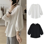 Cherryshop 💕 Ready Stock 💕 Harajuku Style Oversize Cute Long-sleeved T-shirt  Solid Color Korean Ver