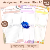 Planner Book Refill Binder Paper Assignment Planner Premium Motif A6