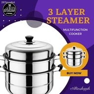 ☁✺Original 3 Layers Steamer for Puto 3 Layer Siomai Steamer Stainless Cookware Multifunctional