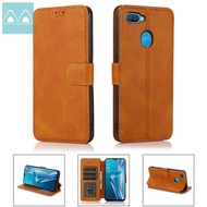 Dành Cho OPPO A5S/AX5S/A7/AX7/A12 Ốp Lưng Da Từ Tính Mỏng Ví Lật Có Chân Đế Đồ Đựng Thẻ Slots Ốp Điệ