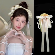 Bridal hair bow large satin bow hair accessory