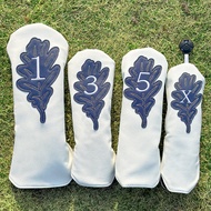 High Quality White Golf Club Cover Oak Leaf Embroidery Unisex Club Protective Cover Ball Head Cap Co